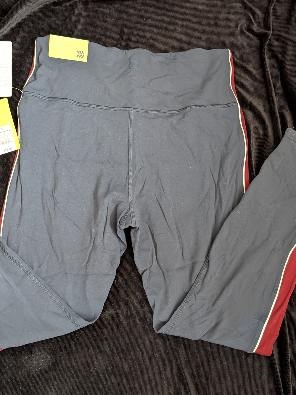 all in motion Navy Leggings with Burgundy Side Panels and White Piping - Picture 2 of 3